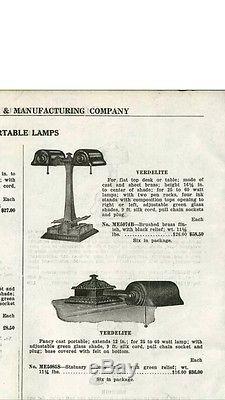 VINTAGE VERDELITE LAWYERS BANKERS OFFICE DESK LIBRARY LAMP GREEN SHADES 1920s
