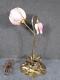 Vintage Signed Handel Lily Pad Lamp With Leaded Panel Shades, Unusual Design