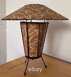 VIntage 50s Atomic UFO Saucer Lamp Fiberglass Shade Mid Century Modern Lighting