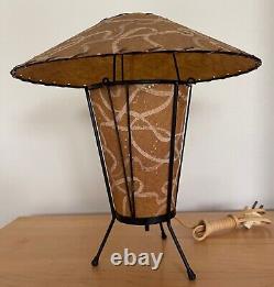 VIntage 50s Atomic UFO Saucer Lamp Fiberglass Shade Mid Century Modern Lighting