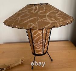 VIntage 50s Atomic UFO Saucer Lamp Fiberglass Shade Mid Century Modern Lighting