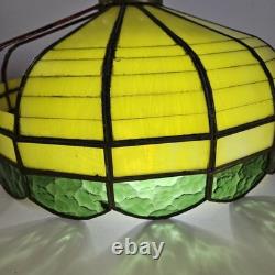 VTG 1920's Arts & Crafts Leaded Slag Glass Shade PROJECT Piece Yellow Green 20