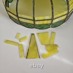 VTG 1920's Arts & Crafts Leaded Slag Glass Shade PROJECT Piece Yellow Green 20