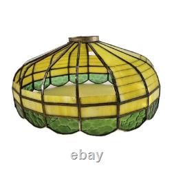 VTG 1920's Arts & Crafts Leaded Slag Glass Shade PROJECT Piece Yellow Green 20