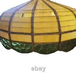 VTG 1920's Arts & Crafts Leaded Slag Glass Shade PROJECT Piece Yellow Green 20