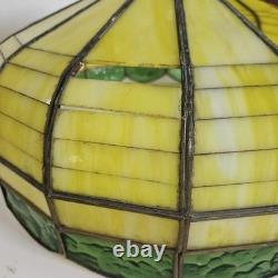 VTG 1920's Arts & Crafts Leaded Slag Glass Shade PROJECT Piece Yellow Green 20 VTG 1920's Arts & Crafts Leaded Slag Glass Shade PROJECT Piece Yellow Green 20