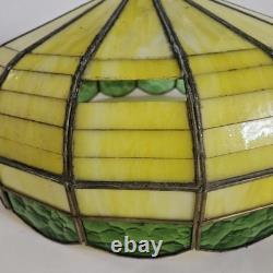 VTG 1920's Arts & Crafts Leaded Slag Glass Shade PROJECT Piece Yellow Green 20