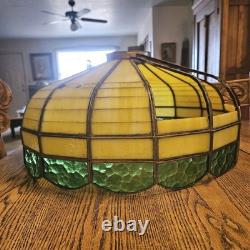 VTG 1920's Arts & Crafts Leaded Slag Glass Shade PROJECT Piece Yellow Green 20