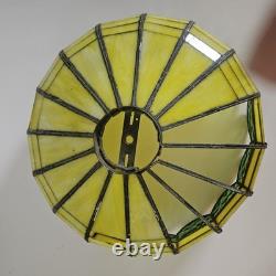 VTG 1920's Arts & Crafts Leaded Slag Glass Shade PROJECT Piece Yellow Green 20