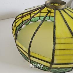 VTG 1920's Arts & Crafts Leaded Slag Glass Shade PROJECT Piece Yellow Green 20