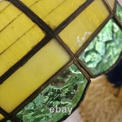 VTG 1920's Arts & Crafts Leaded Slag Glass Shade PROJECT Piece Yellow Green 20