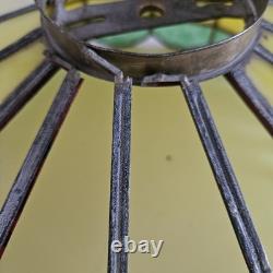 VTG 1920's Arts & Crafts Leaded Slag Glass Shade PROJECT Piece Yellow Green 20
