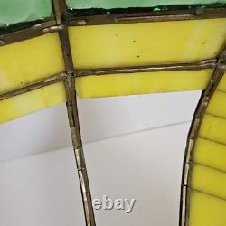 VTG 1920's Arts & Crafts Leaded Slag Glass Shade PROJECT Piece Yellow Green 20
