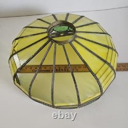 VTG 1920's Arts & Crafts Leaded Slag Glass Shade PROJECT Piece Yellow Green 20