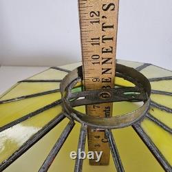 VTG 1920's Arts & Crafts Leaded Slag Glass Shade PROJECT Piece Yellow Green 20