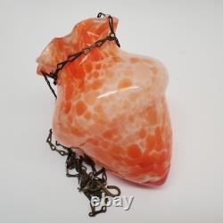 VTG 1930s Art Deco Spatter Glass Hanging Lamp Shade Orange White Acorn Pendant