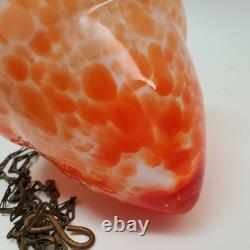 VTG 1930s Art Deco Spatter Glass Hanging Lamp Shade Orange White Acorn Pendant