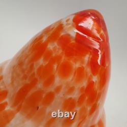 VTG 1930s Art Deco Spatter Glass Hanging Lamp Shade Orange White Acorn Pendant