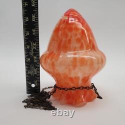 VTG 1930s Art Deco Spatter Glass Hanging Lamp Shade Orange White Acorn Pendant