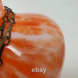 VTG 1930s Art Deco Spatter Glass Hanging Lamp Shade Orange White Acorn Pendant