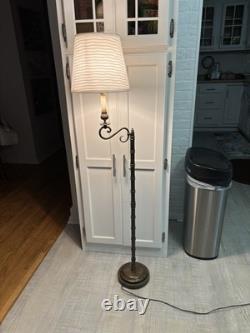 VTG 1950s MCM Solid Brass 52 Floor Lamp with Swing Arm & Original Bell Shade