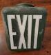 Vtg 30s 40s Green Glass Exit Ceiling Mounted Globe Wedge Shade Sign Mcm Retro