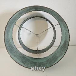 VTG 50's MCM Fiberglass Atomic Lamp Shade Double Two Tier Teal Swirl Pattern 17