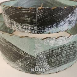VTG 50's MCM Fiberglass Atomic Lamp Shade Double Two Tier Teal Swirl Pattern 17