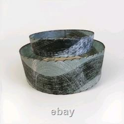 VTG 50's MCM Fiberglass Atomic Lamp Shade Double Two Tier Teal Swirl Pattern 17