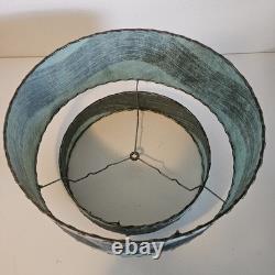 VTG 50's MCM Fiberglass Atomic Lamp Shade Double Two Tier Teal Swirl Pattern 17