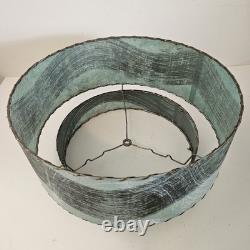 VTG 50's MCM Fiberglass Atomic Lamp Shade Double Two Tier Teal Swirl Pattern 17