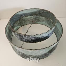 VTG 50's MCM Fiberglass Atomic Lamp Shade Double Two Tier Teal Swirl Pattern 17