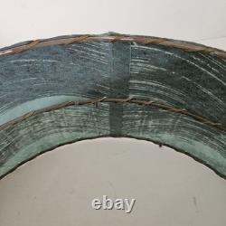 VTG 50's MCM Fiberglass Atomic Lamp Shade Double Two Tier Teal Swirl Pattern 17