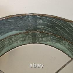 VTG 50's MCM Fiberglass Atomic Lamp Shade Double Two Tier Teal Swirl Pattern 17