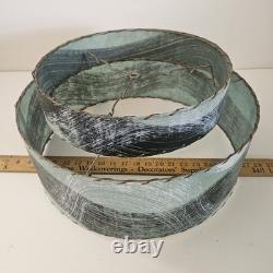 VTG 50's MCM Fiberglass Atomic Lamp Shade Double Two Tier Teal Swirl Pattern 17