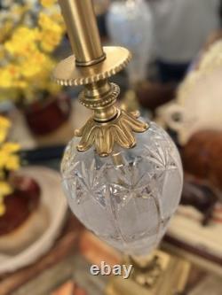 VTG 50s Hollywood Regency Crystal Brass Touchiere Table Lamp NHLC Shade 38 TALL