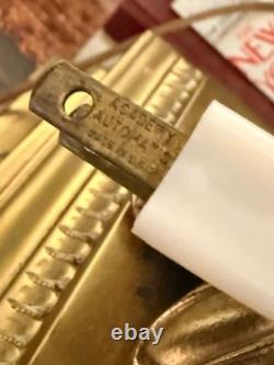 VTG 50s Hollywood Regency Crystal Brass Touchiere Table Lamp NHLC Shade 38 TALL