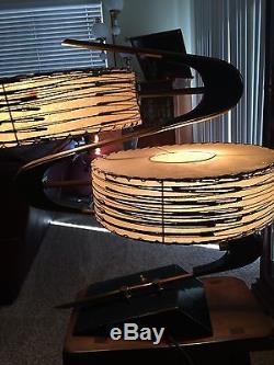 VTG 50s MAJESTIC Z BOOMERANG LAMP FIBERGLASS SHADES MID CENTURY MODERN RETRO