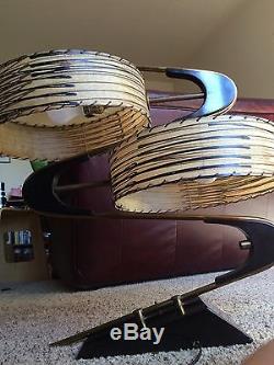 VTG 50s MAJESTIC Z BOOMERANG LAMP FIBERGLASS SHADES MID CENTURY MODERN RETRO