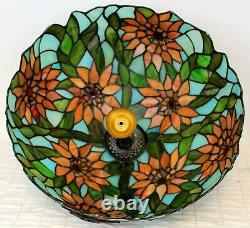 VTG 80/90s Dale Tiffany 16 Stained Glass Lamp Shade 3D Red Flower Poinsettia