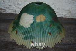 VTG Antique Glass Lamp Shade Reverse Painted fluted edge Rose Floral Replacement