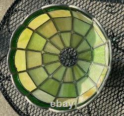 VTG/Antique STAINED LEADED GLASS light SHADE Tiffany slag Style green table lamp