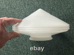 VTG Art Deco Milk Glass Globe Lamp Shade Chandelier Cone Shape UFO