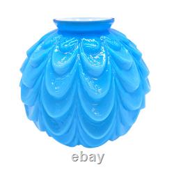 VTG Blue Drape Glass Ball Globe Shade Quilted GWTW Cased Hurricane Lamp Shade 9
