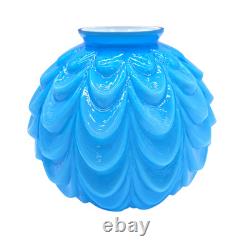 VTG Blue Drape Glass Ball Globe Shade Quilted GWTW Cased Hurricane Lamp Shade 9