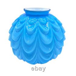 VTG Blue Drape Glass Ball Globe Shade Quilted GWTW Cased Hurricane Lamp Shade 9