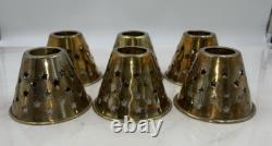 VTG Brass Lamp Shades Mini Star Cutouts Mid Century Modern Heavy Set of 6