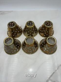 VTG Brass Lamp Shades Mini Star Cutouts Mid Century Modern Heavy Set of 6