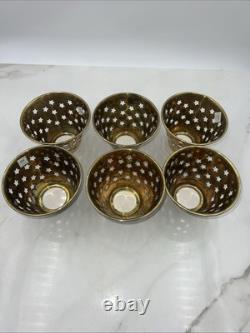 VTG Brass Lamp Shades Mini Star Cutouts Mid Century Modern Heavy Set of 6
