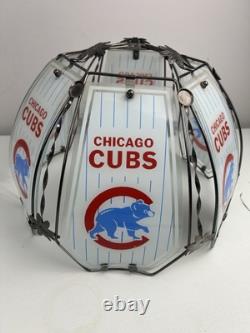 VTG Chicago Cubs Lamp Shade Glass and Metal Lampshade